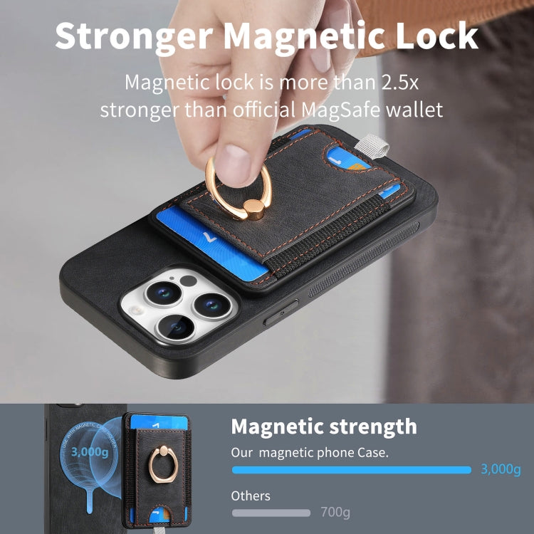 For iPhone 16 Pro Max Retro Splitable Magnetic Card Bag Leather Phone Case