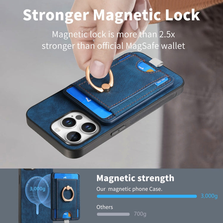For iPhone 16 Pro Max Retro Splitable Magnetic Card Bag Leather Phone Case