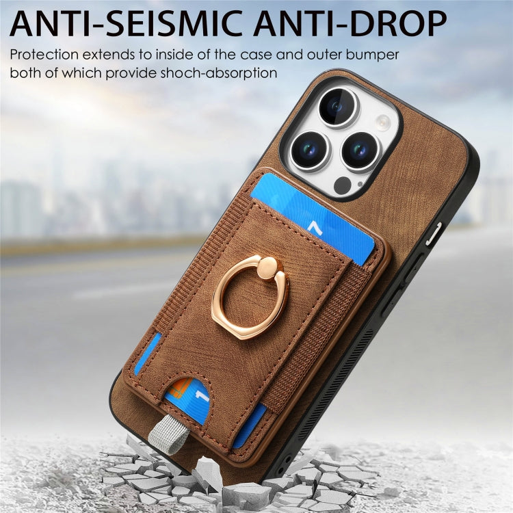 For iPhone 16 Pro Max Retro Splitable Magnetic Card Bag Leather Phone Case
