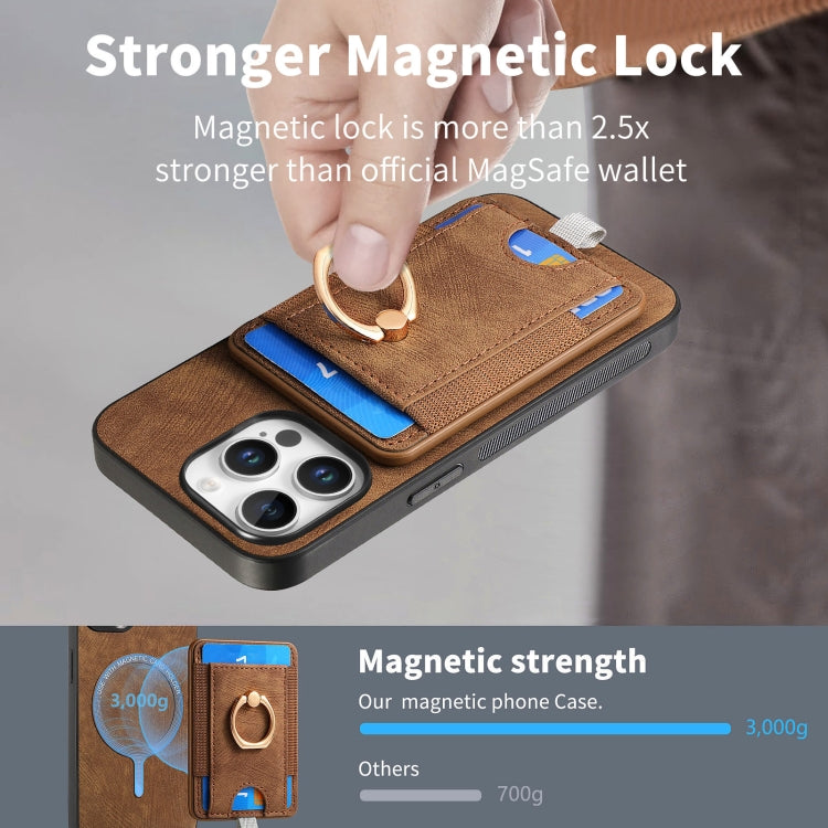 For iPhone 16 Pro Max Retro Splitable Magnetic Card Bag Leather Phone Case