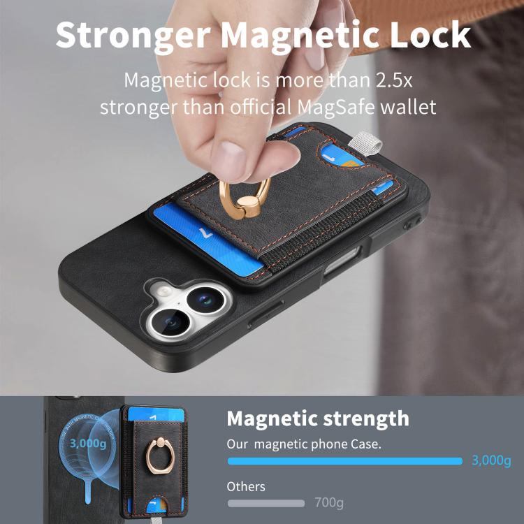 For iPhone 17 Retro Splitable Magnetic Card Bag Leather Phone Case