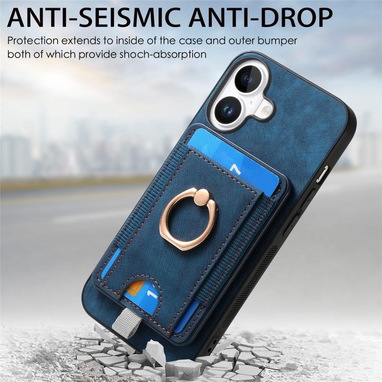 For iPhone 17 Retro Splitable Magnetic Card Bag Leather Phone Case