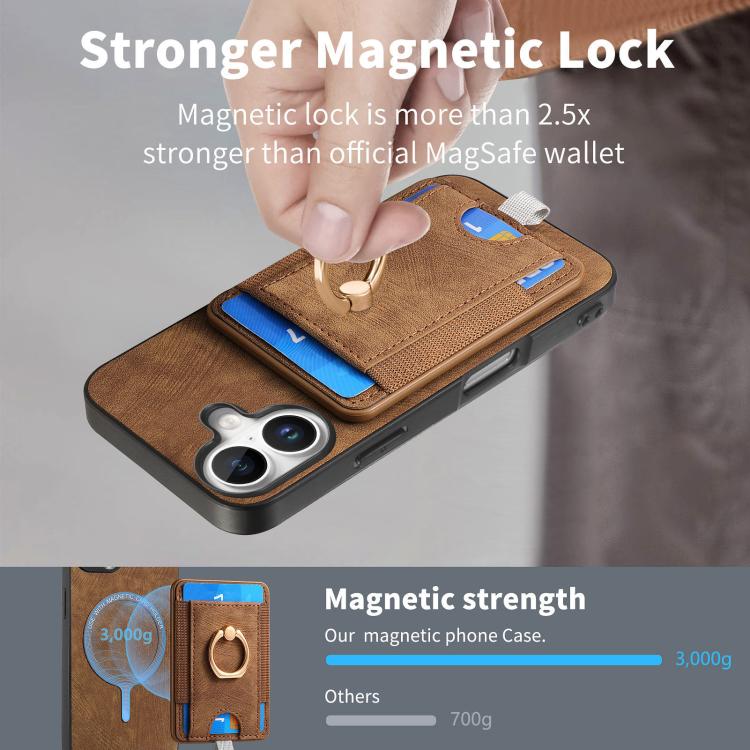 For iPhone 17 Retro Splitable Magnetic Card Bag Leather Phone Case