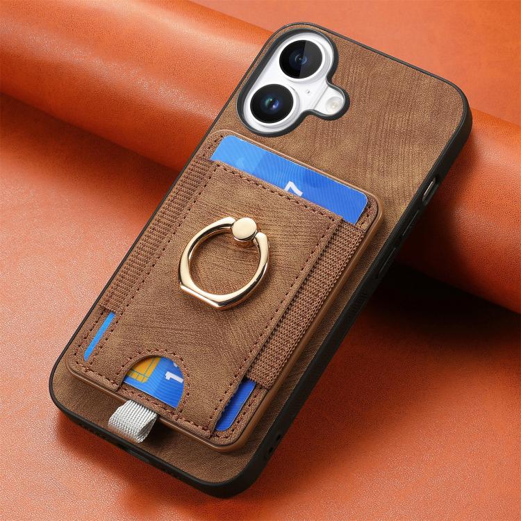 For iPhone 17 Retro Splitable Magnetic Card Bag Leather Phone Case