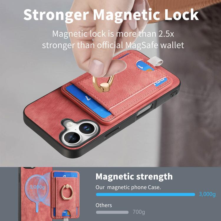 For iPhone 17 Retro Splitable Magnetic Card Bag Leather Phone Case