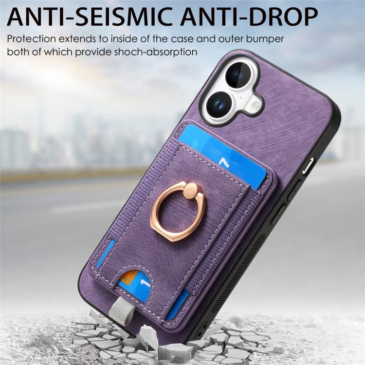 For iPhone 17 Retro Splitable Magnetic Card Bag Leather Phone Case