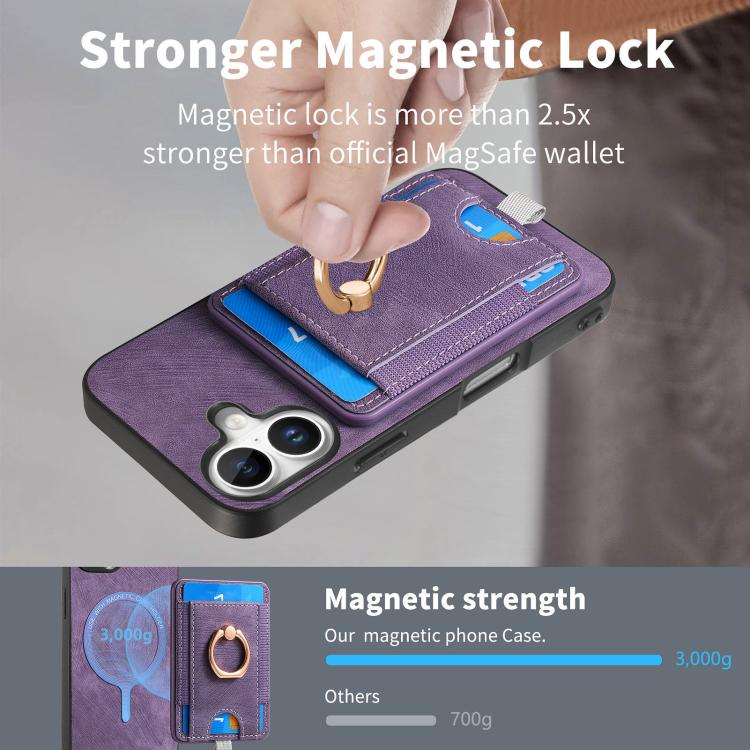 For iPhone 17 Retro Splitable Magnetic Card Bag Leather Phone Case