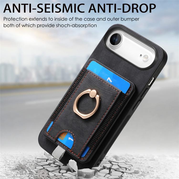 For iPhone Air Retro Splitable Magnetic Card Bag Leather Phone Case