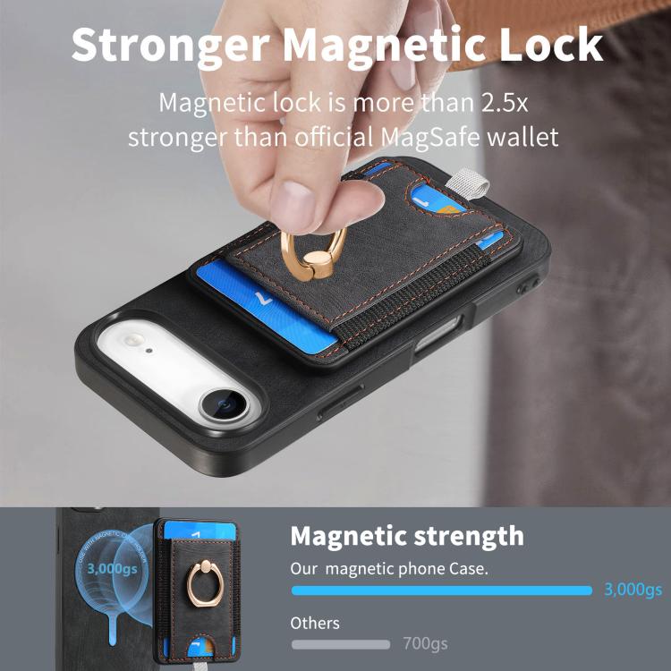 For iPhone Air Retro Splitable Magnetic Card Bag Leather Phone Case
