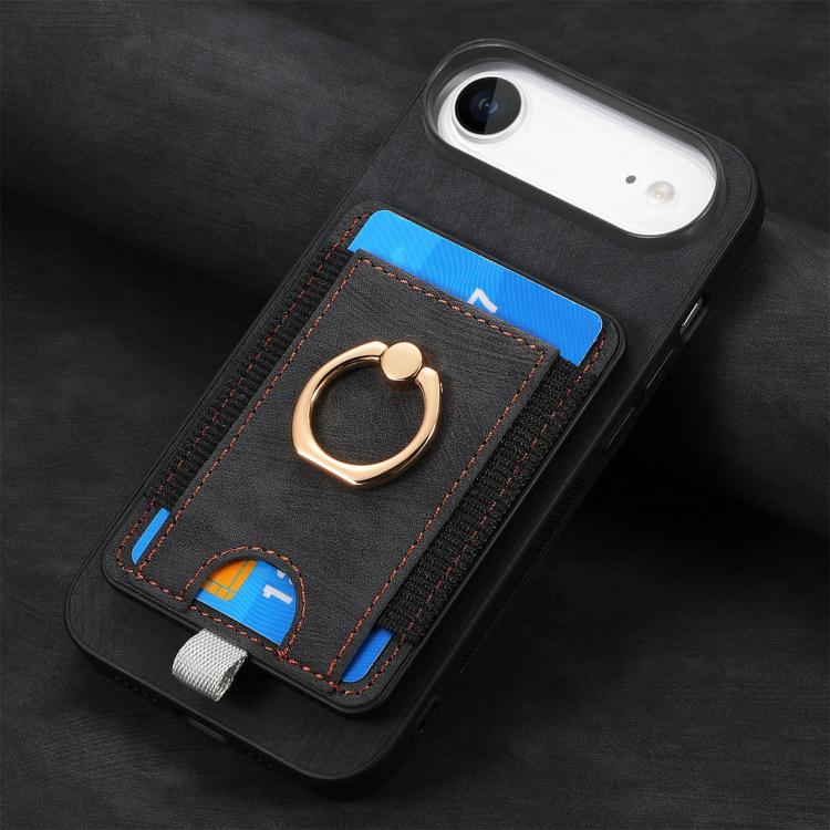 For iPhone Air Retro Splitable Magnetic Card Bag Leather Phone Case