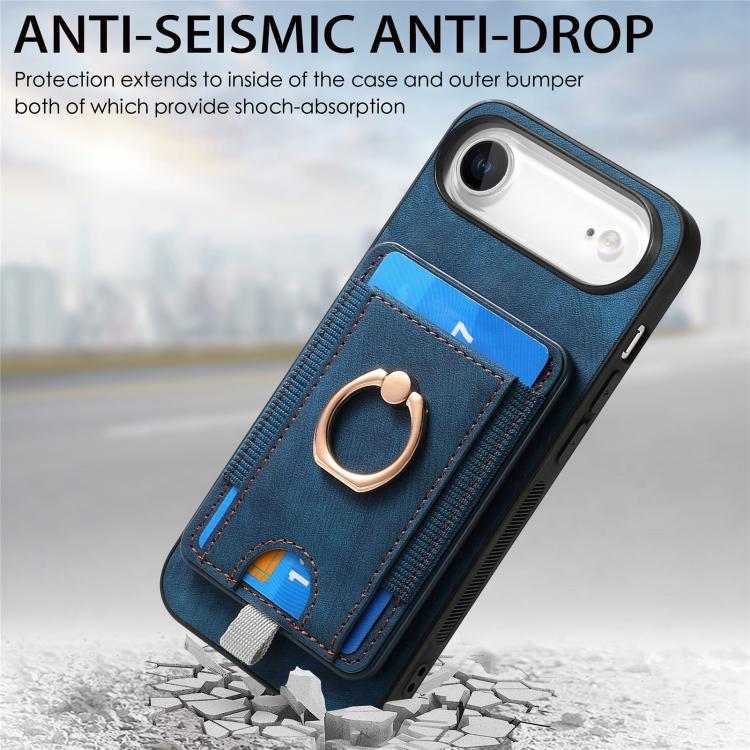 For iPhone Air Retro Splitable Magnetic Card Bag Leather Phone Case