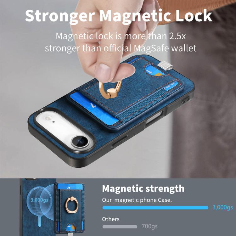 For iPhone Air Retro Splitable Magnetic Card Bag Leather Phone Case
