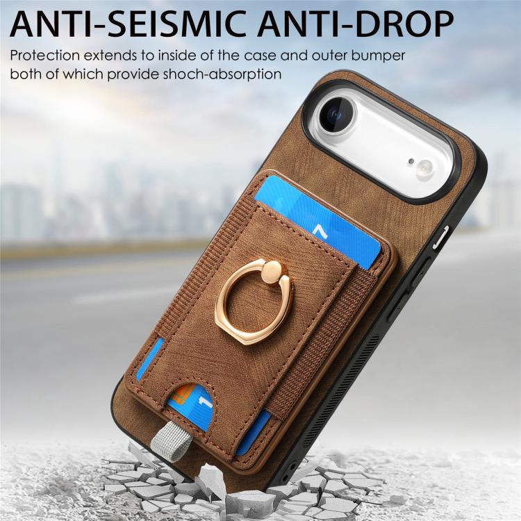For iPhone Air Retro Splitable Magnetic Card Bag Leather Phone Case