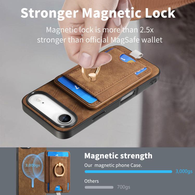 For iPhone Air Retro Splitable Magnetic Card Bag Leather Phone Case