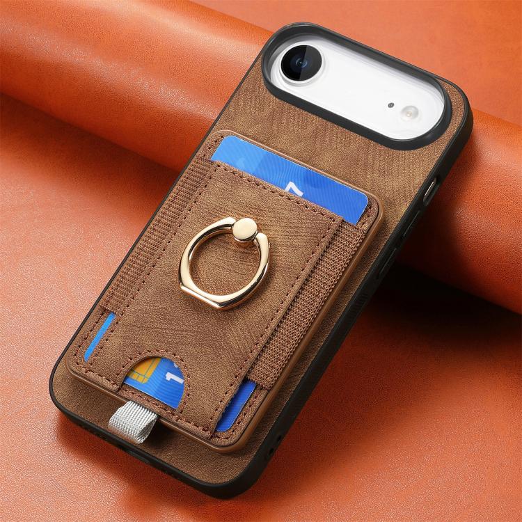 For iPhone Air Retro Splitable Magnetic Card Bag Leather Phone Case
