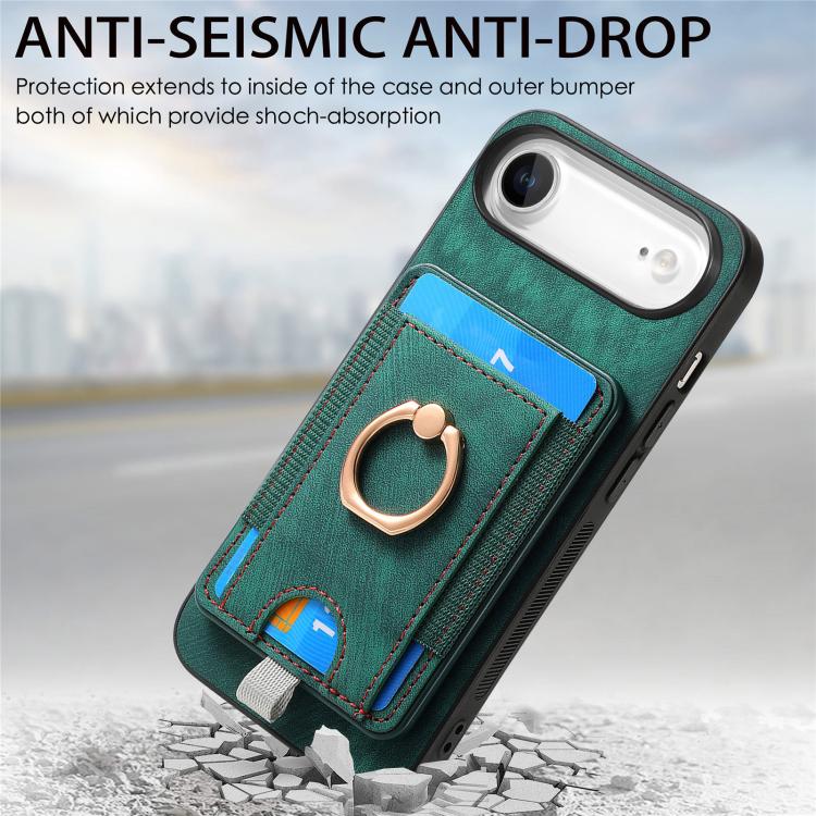 For iPhone Air Retro Splitable Magnetic Card Bag Leather Phone Case