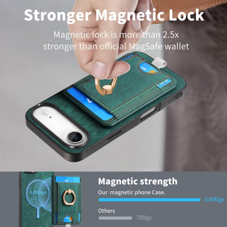 For iPhone Air Retro Splitable Magnetic Card Bag Leather Phone Case