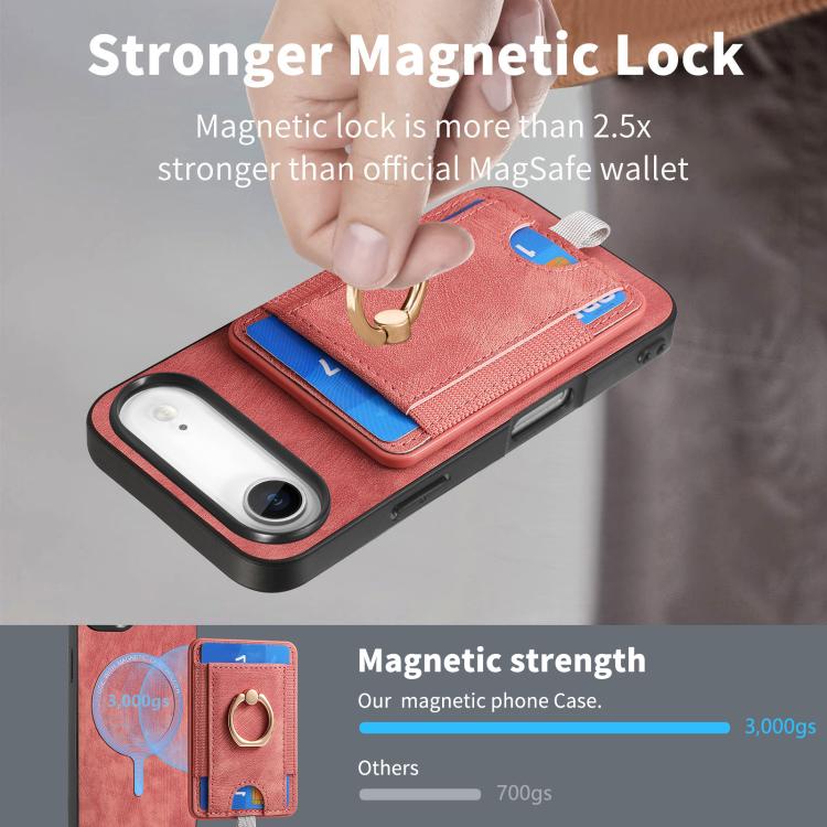 For iPhone Air Retro Splitable Magnetic Card Bag Leather Phone Case