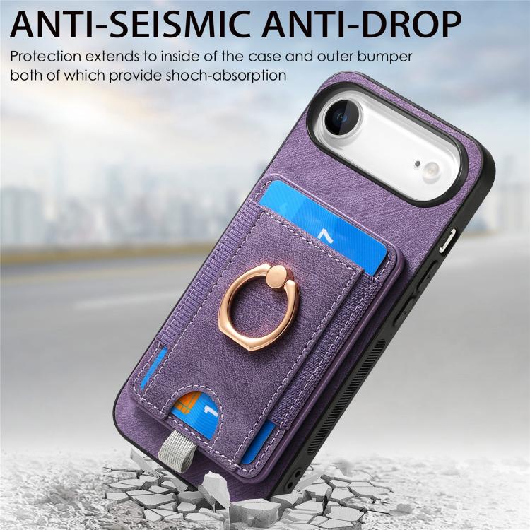 For iPhone Air Retro Splitable Magnetic Card Bag Leather Phone Case
