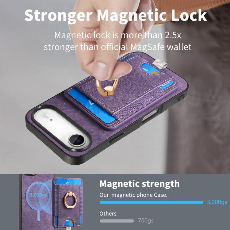 For iPhone Air Retro Splitable Magnetic Card Bag Leather Phone Case