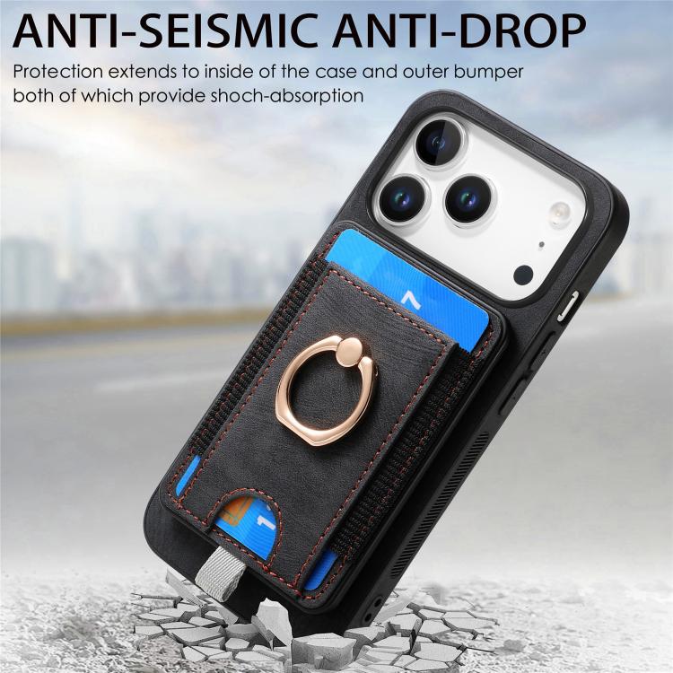 For iPhone 17 Pro Retro Splitable Magnetic Card Bag Leather Phone Case