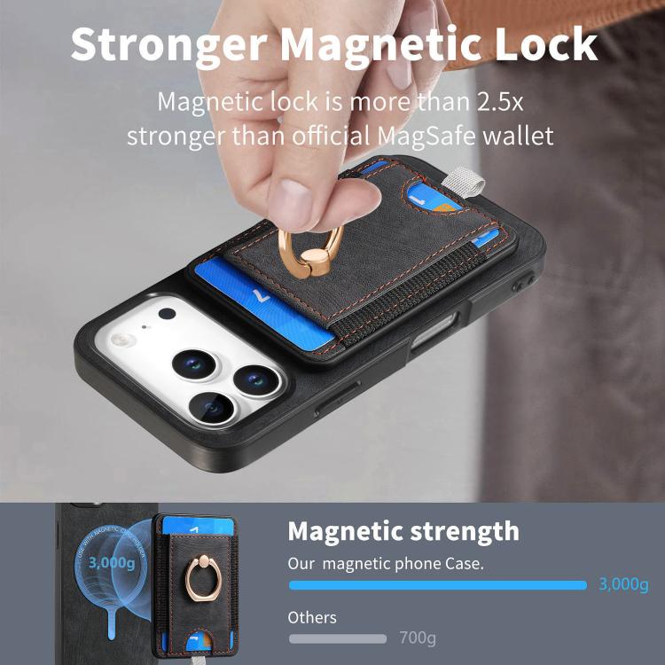 For iPhone 17 Pro Retro Splitable Magnetic Card Bag Leather Phone Case