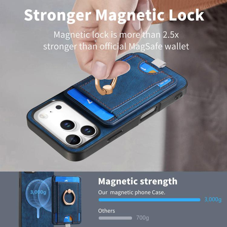 For iPhone 17 Pro Retro Splitable Magnetic Card Bag Leather Phone Case