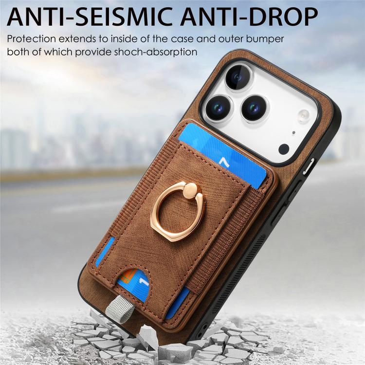 For iPhone 17 Pro Retro Splitable Magnetic Card Bag Leather Phone Case