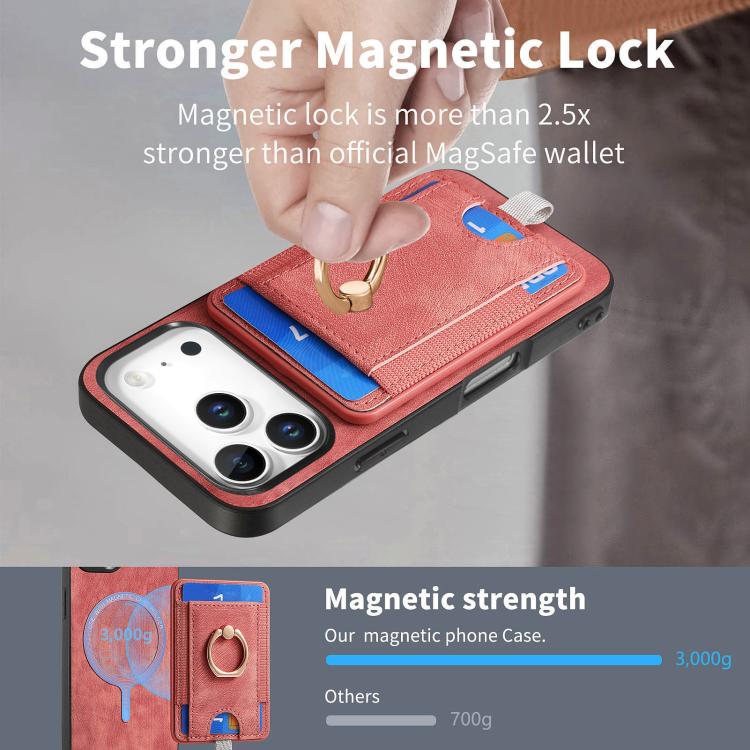 For iPhone 17 Pro Retro Splitable Magnetic Card Bag Leather Phone Case