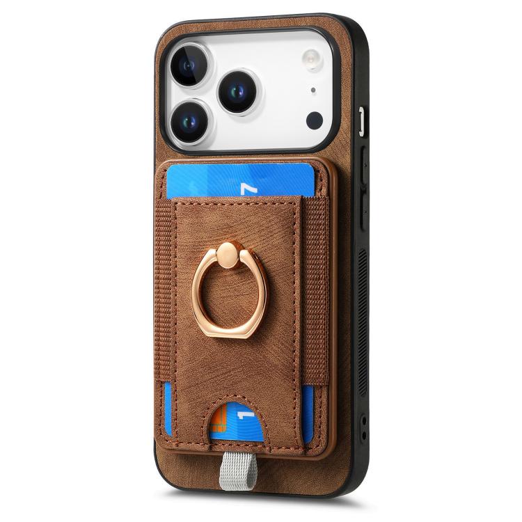 For iPhone 17 Pro Max Retro Splitable Magnetic Card Bag Leather Phone Case