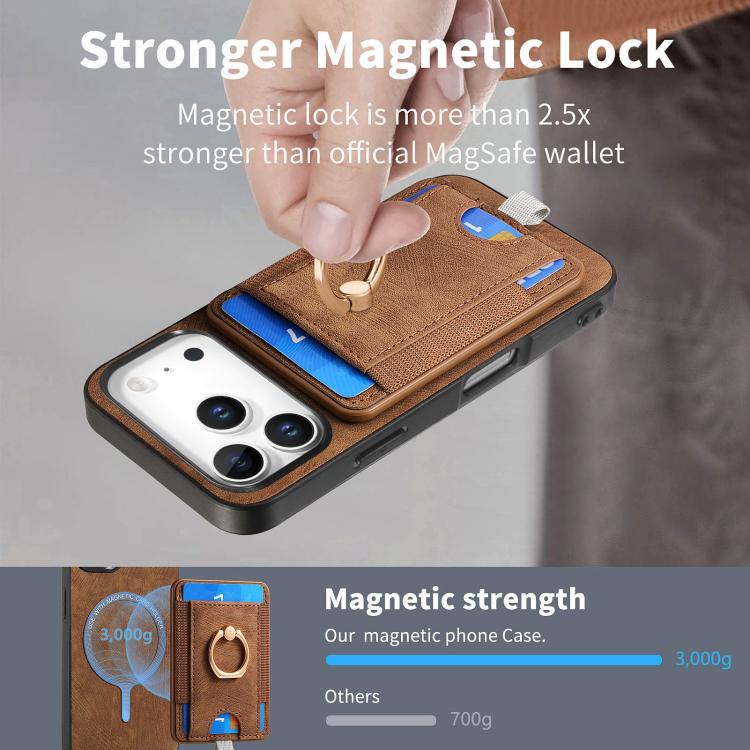 For iPhone 17 Pro Max Retro Splitable Magnetic Card Bag Leather Phone Case