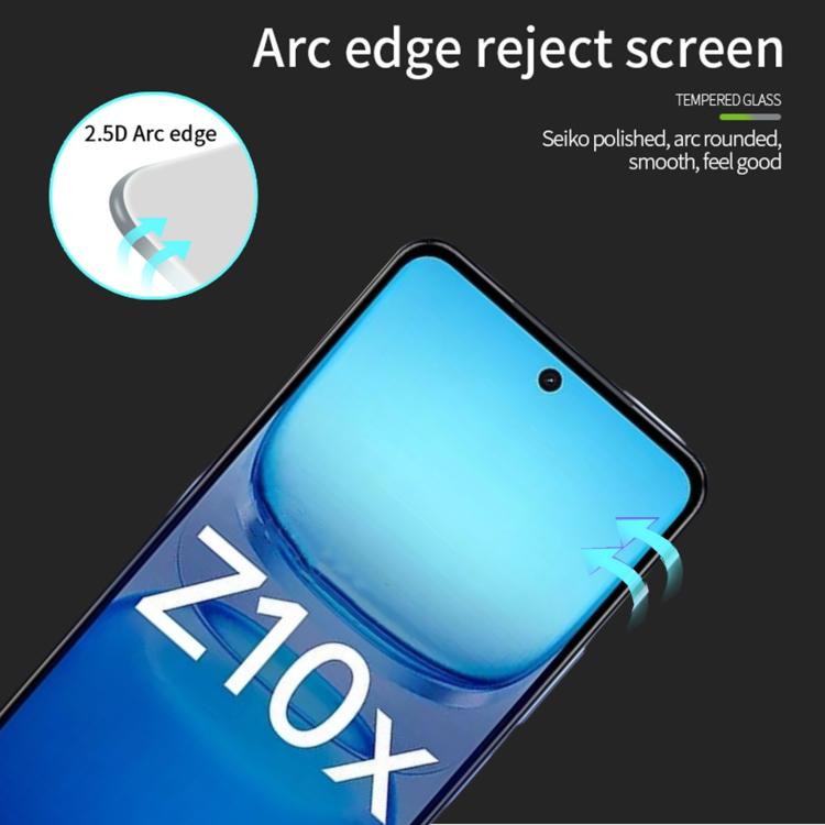 For vivo iQOO Z10x MOFI 9H 2.5D Full Screen Tempered Glass Film - Black