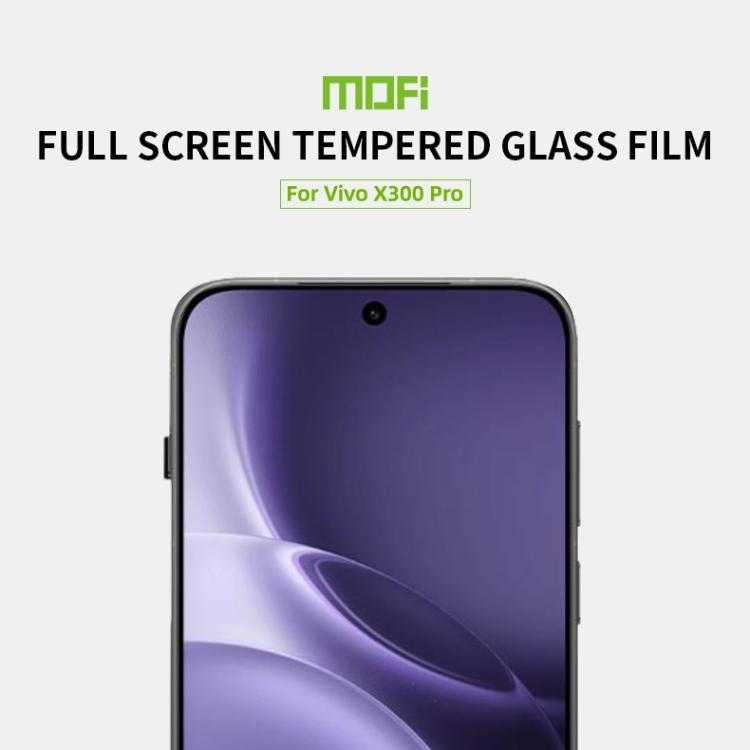 For vivo X300 Pro Unlock MOFI 9H 2.5D Full Screen Tempered Glass Film - Black