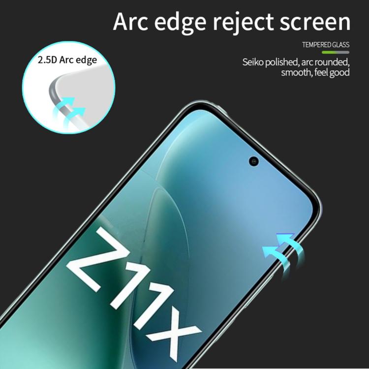 For vivo iQOO Z11x MOFI 9H 2.5D Full Screen Tempered Glass Film - Black