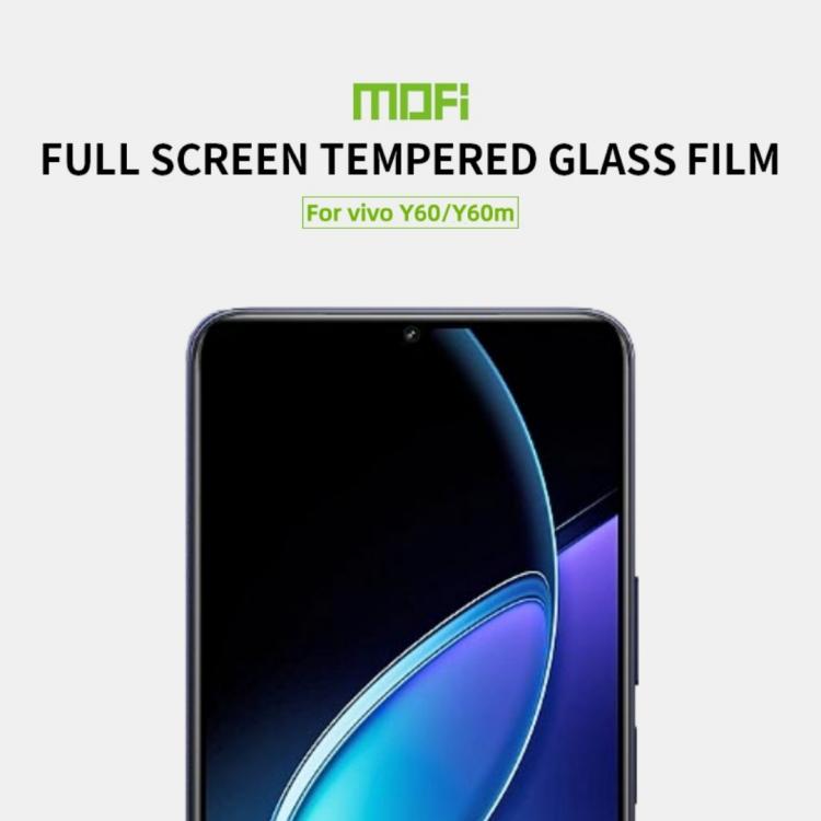 For vivo Y60 / Y60m  5G MOFI 9H 2.5D Full Screen Tempered Glass Film - Black