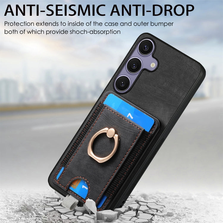 For Samsung Galaxy S25+ 5G Retro Splitable Magnetic Card Bag Leather Phone Case