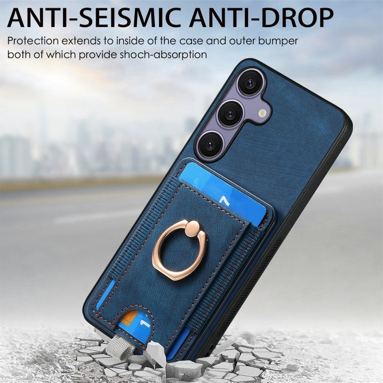 For Samsung Galaxy S25+ 5G Retro Splitable Magnetic Card Bag Leather Phone Case