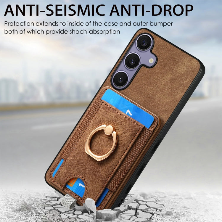 For Samsung Galaxy S25+ 5G Retro Splitable Magnetic Card Bag Leather Phone Case