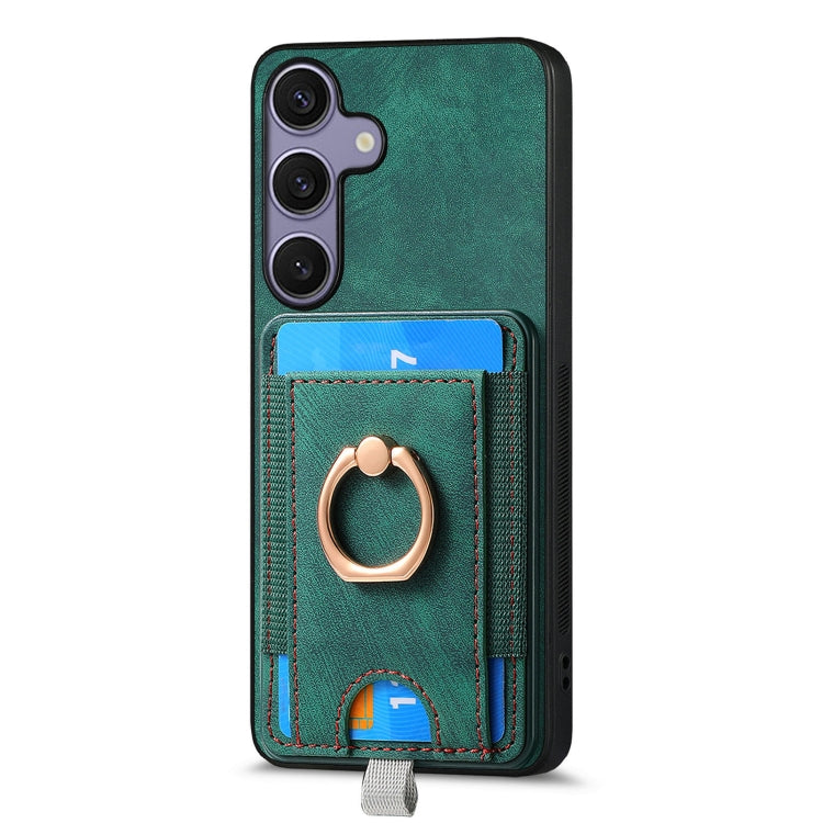 For Samsung Galaxy S25+ 5G Retro Splitable Magnetic Card Bag Leather Phone Case