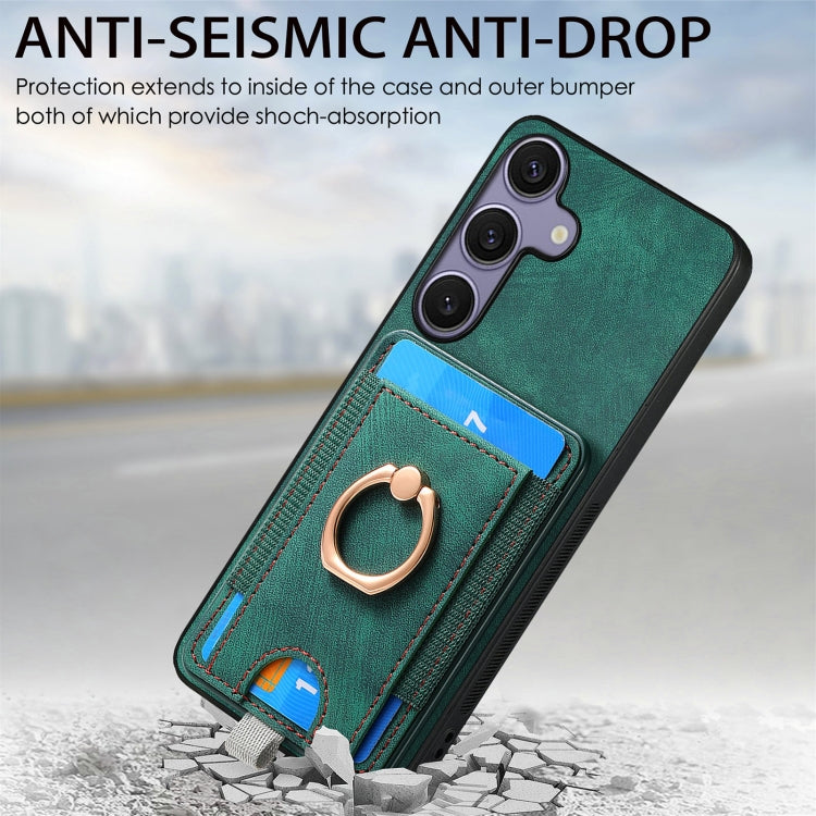 For Samsung Galaxy S25+ 5G Retro Splitable Magnetic Card Bag Leather Phone Case