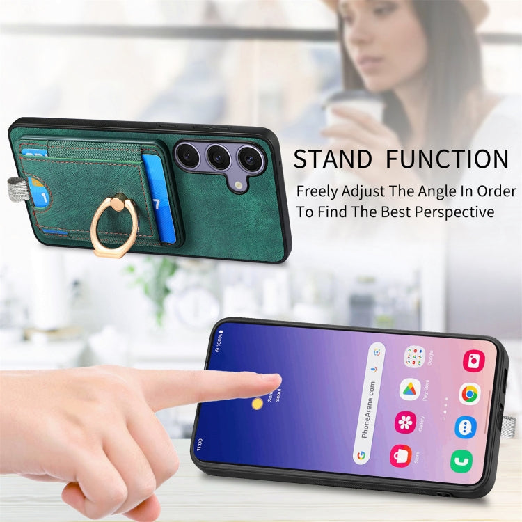 For Samsung Galaxy S25+ 5G Retro Splitable Magnetic Card Bag Leather Phone Case