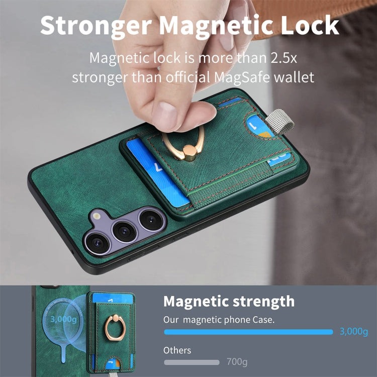 For Samsung Galaxy S25+ 5G Retro Splitable Magnetic Card Bag Leather Phone Case