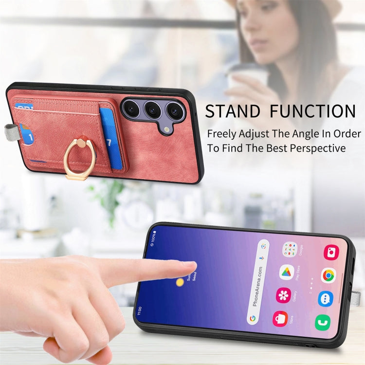 For Samsung Galaxy S25+ 5G Retro Splitable Magnetic Card Bag Leather Phone Case