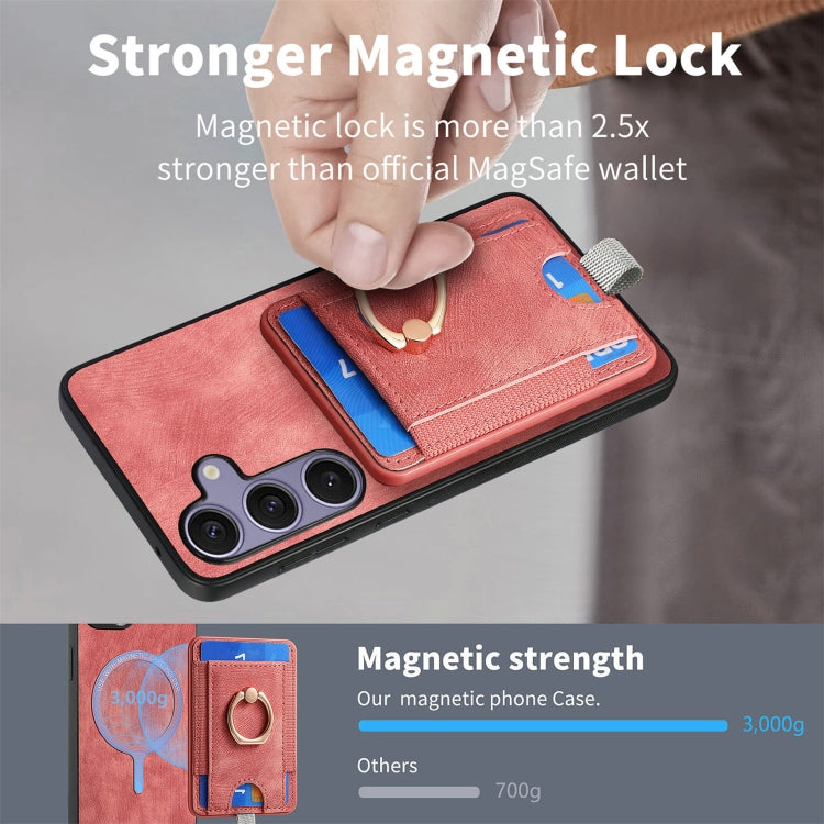 For Samsung Galaxy S25+ 5G Retro Splitable Magnetic Card Bag Leather Phone Case