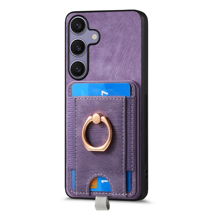 For Samsung Galaxy S25+ 5G Retro Splitable Magnetic Card Bag Leather Phone Case