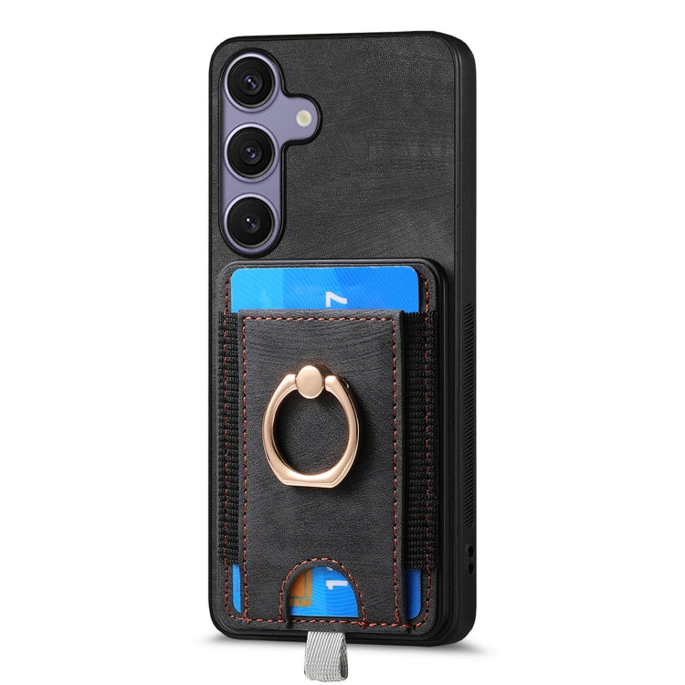 For Samsung Galaxy S25 Ultra 5G Retro Splitable Magnetic Card Bag Leather Phone Case