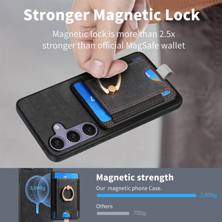 For Samsung Galaxy S25 Ultra 5G Retro Splitable Magnetic Card Bag Leather Phone Case
