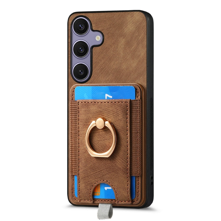 For Samsung Galaxy S25 Ultra 5G Retro Splitable Magnetic Card Bag Leather Phone Case