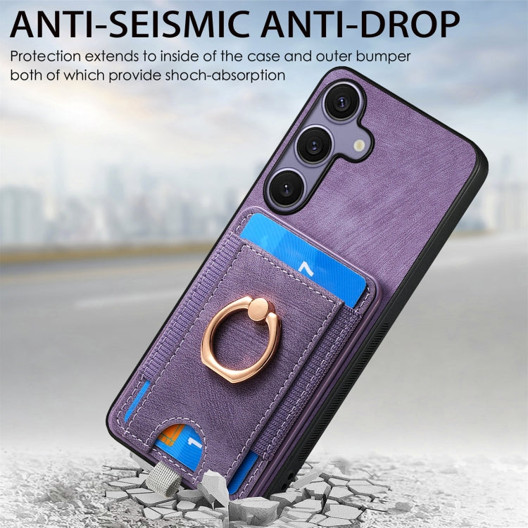 For Samsung Galaxy S25 Ultra 5G Retro Splitable Magnetic Card Bag Leather Phone Case