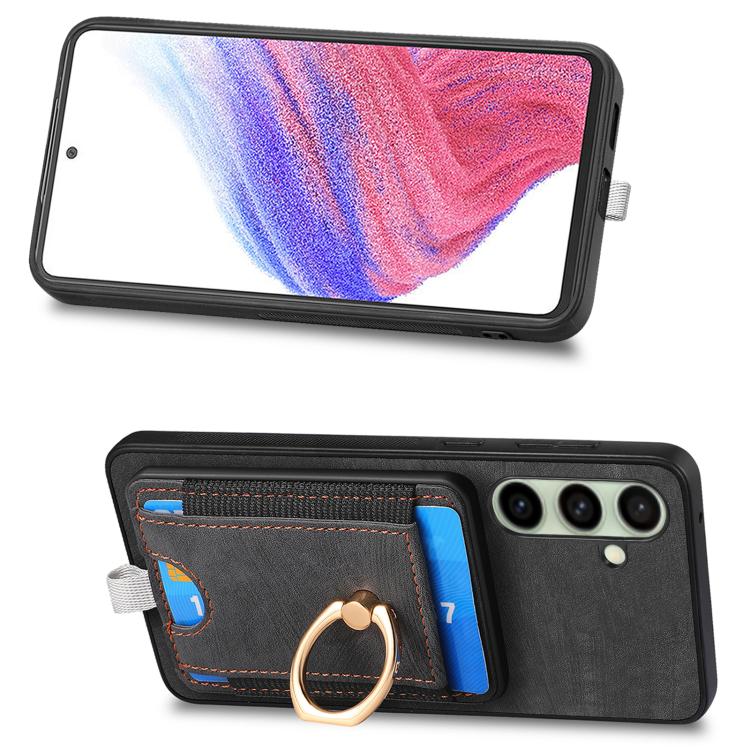 For Samsung Galaxy A56 5G Retro Splitable Magnetic Card Bag Leather Phone Case